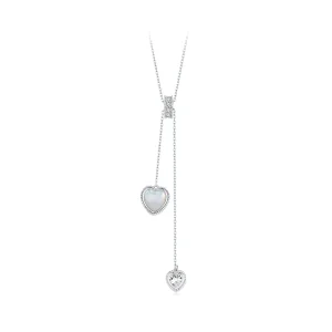 (immagine per) Catena a forma di Y con conchiglia bianca con battito del cuore stile PANDORA - BSN372