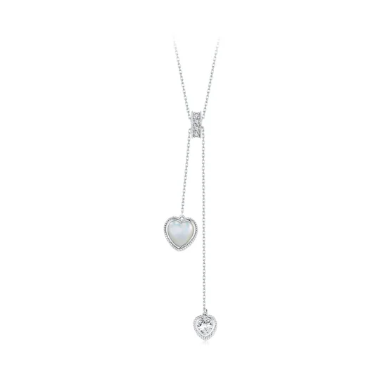 (immagine per) Catena a forma di Y con conchiglia bianca con battito del cuore stile PANDORA - BSN372