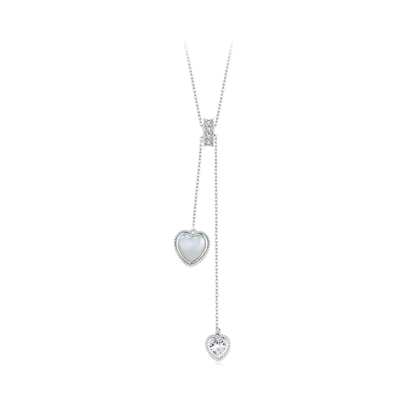 (immagine per) Catena a forma di Y con conchiglia bianca con battito del cuore stile PANDORA - BSN372