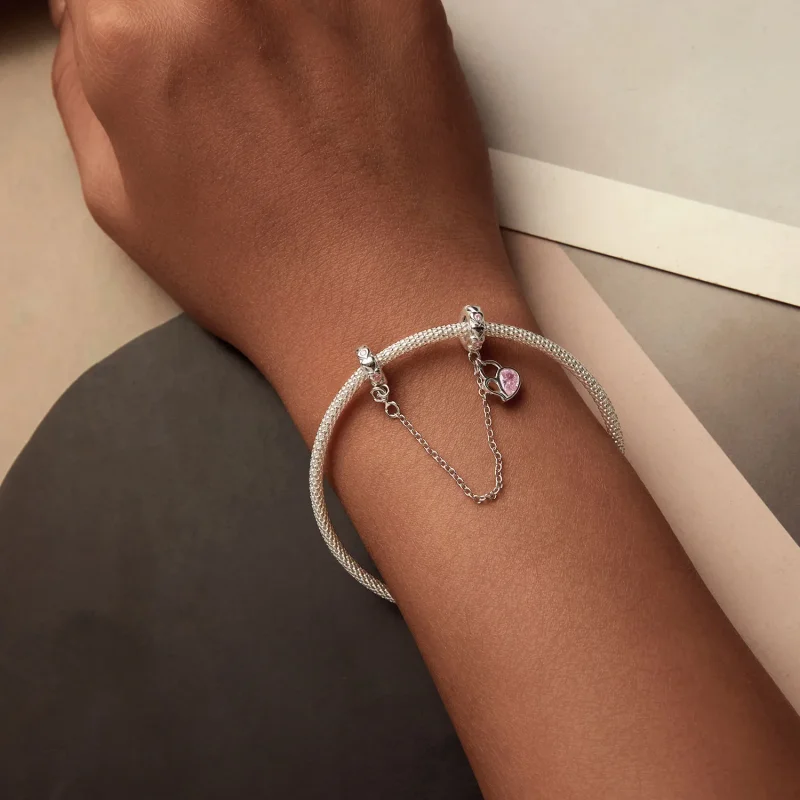 (immagine per) Catena di sicurezza con lucchetto a cuore PANDORA Style Lover - BSC975 - Visualizza 5