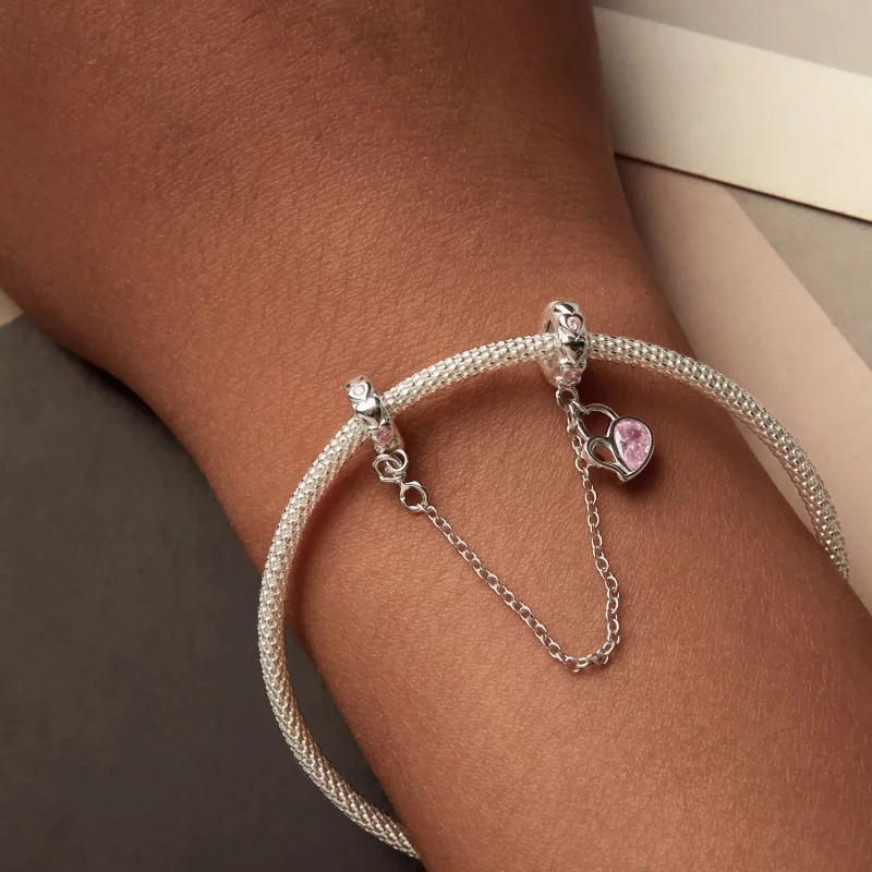 (immagine per) Catena di sicurezza con lucchetto a cuore PANDORA Style Lover - BSC975 - Visualizza 6