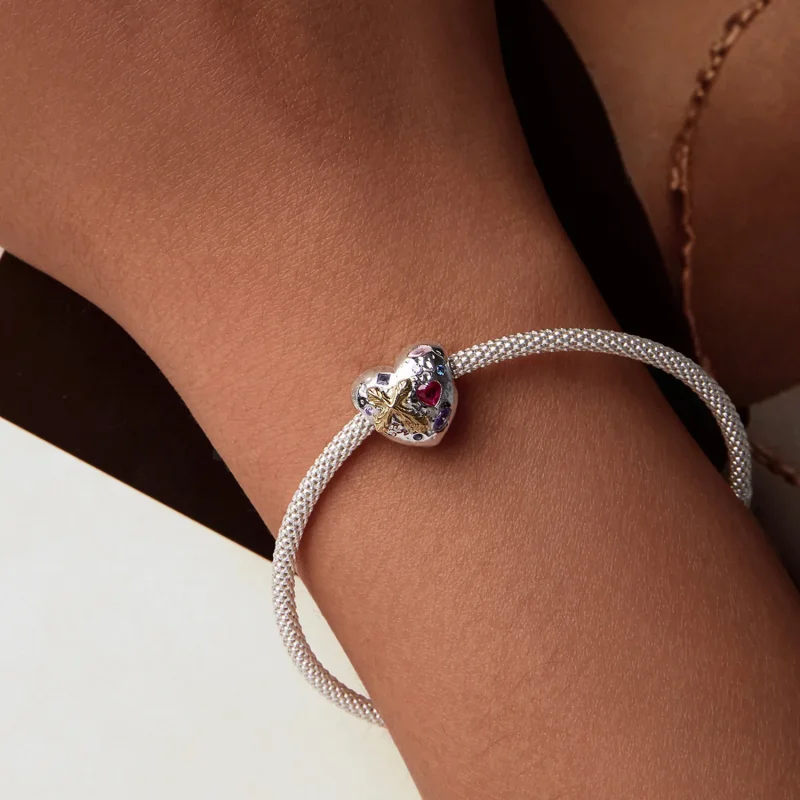 (immagine per) Ciondolo a forma di cuore con croce vintage stile PANDORA - BSC1006 - Visualizza 7