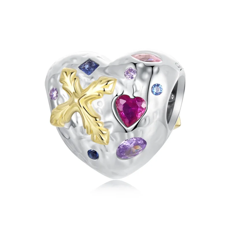 (immagine per) Ciondolo a forma di cuore con croce vintage stile PANDORA - BSC1006