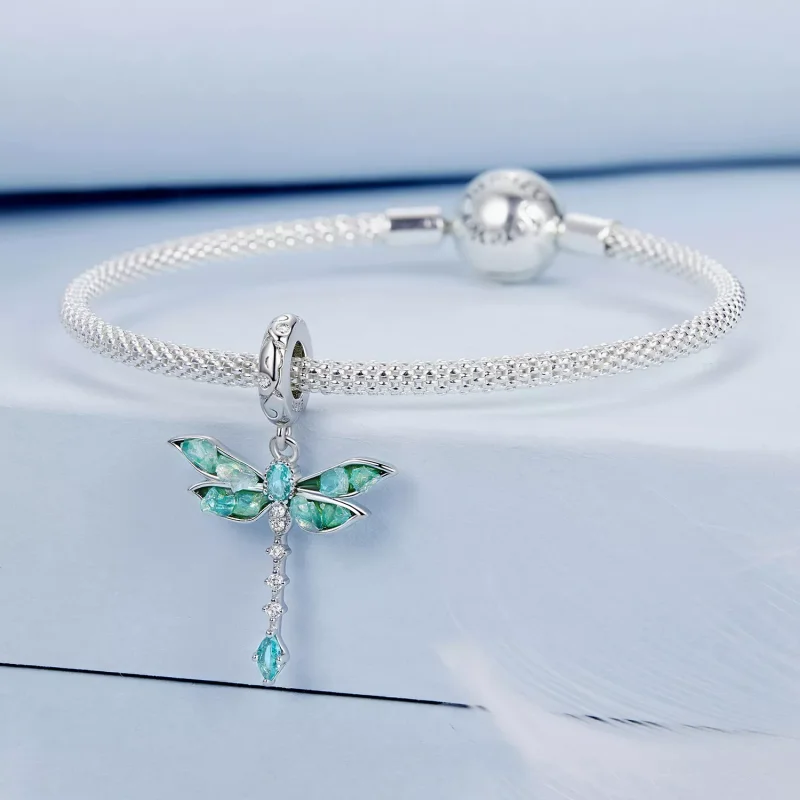 (immagine per) Ciondolo libellula verde stile PANDORA - BSC983 - Visualizza 3