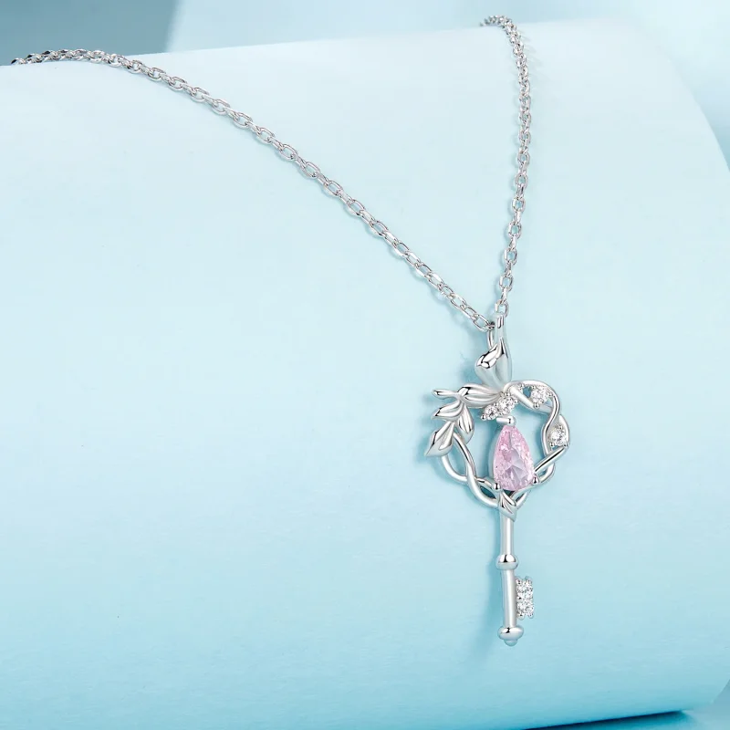 (immagine per) Collana con chiave a cuore a forma di farfalla stile PANDORA - SCN518 - Visualizza 2