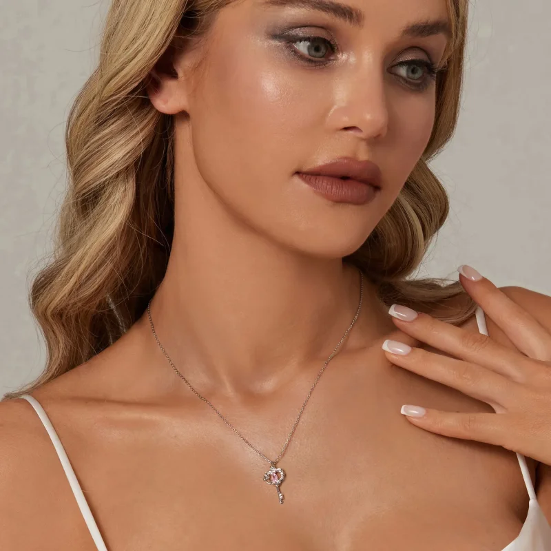 (immagine per) Collana con chiave a cuore a forma di farfalla stile PANDORA - SCN518 - Visualizza 6