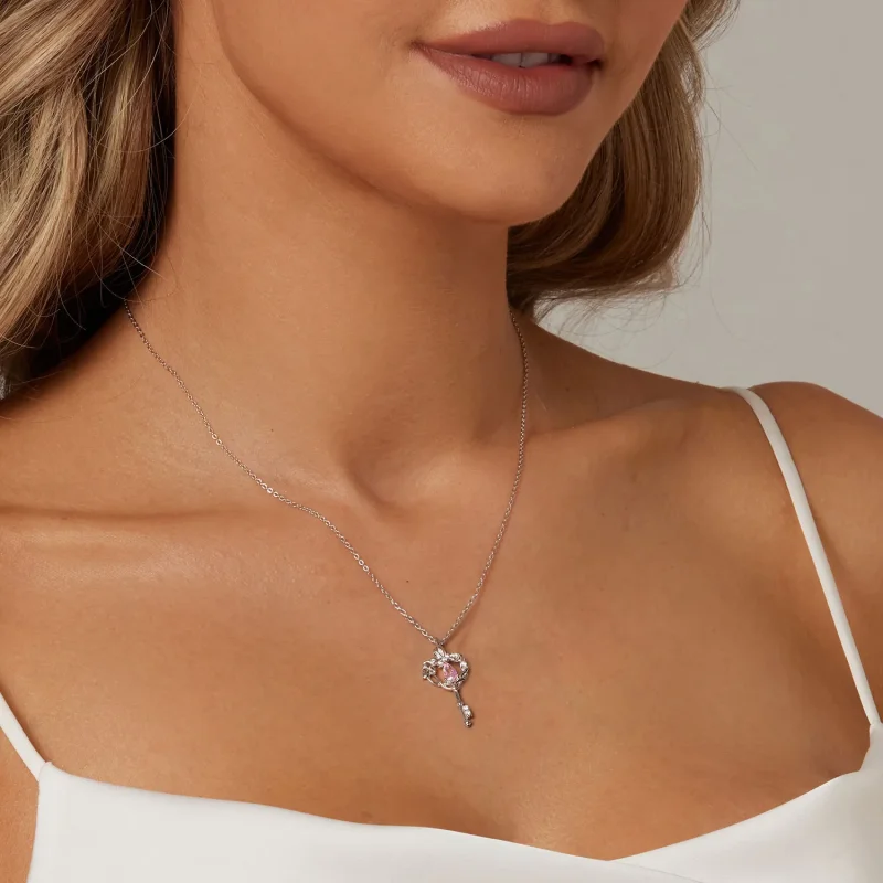 (immagine per) Collana con chiave a cuore a forma di farfalla stile PANDORA - SCN518 - Visualizza 7