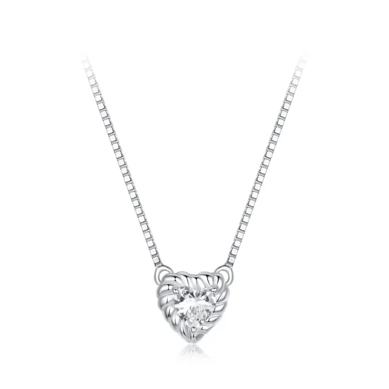 (immagine per) Collana con clavicola in moissanite a forma di cuore squisita stile PANDORA (un certificato) - MSN032