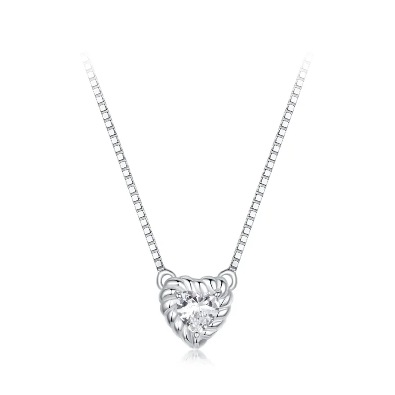 (immagine per) Collana con clavicola in moissanite a forma di cuore squisita stile PANDORA (un certificato) - MSN032