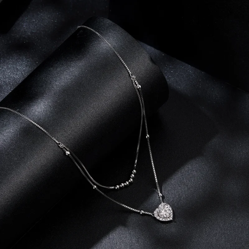 (immagine per) Collana con doppia moissanite stile PANDORA (un certificato) - MSN033 - Visualizza 2