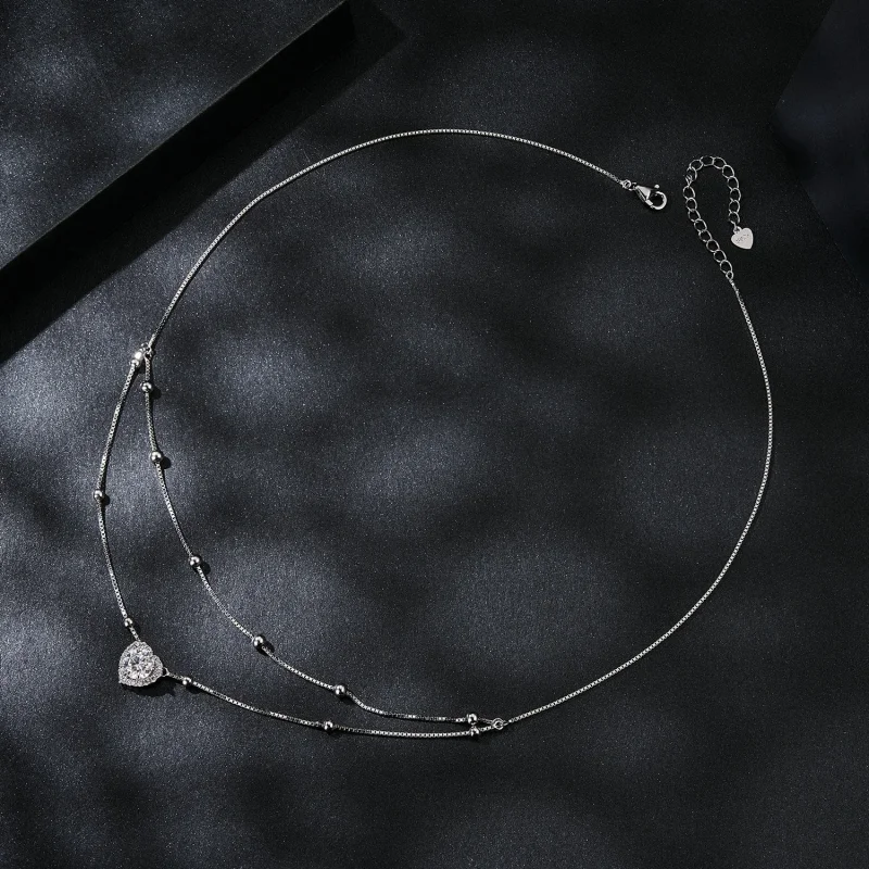 (immagine per) Collana con doppia moissanite stile PANDORA (un certificato) - MSN033 - Visualizza 3
