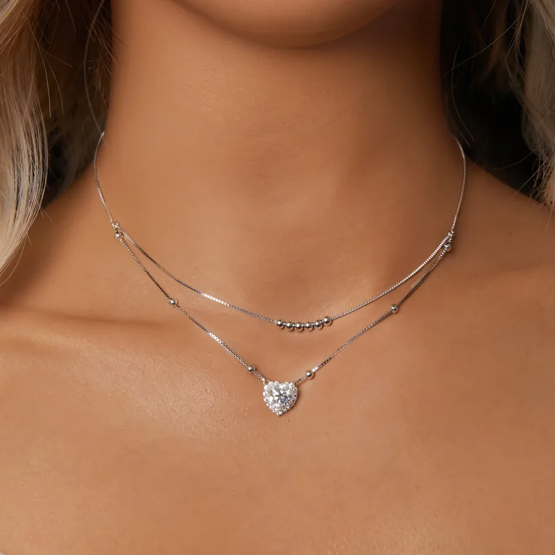 (immagine per) Collana con doppia moissanite stile PANDORA (un certificato) - MSN033 - Visualizza 5
