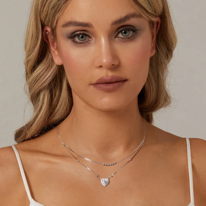 (immagine per) Collana con doppia moissanite stile PANDORA (un certificato) - MSN033 - Visualizza 6