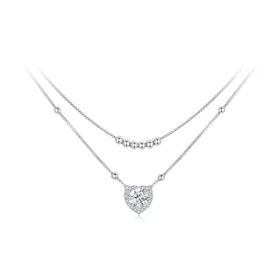 (immagine per) Collana con doppia moissanite stile PANDORA (un certificato) - MSN033