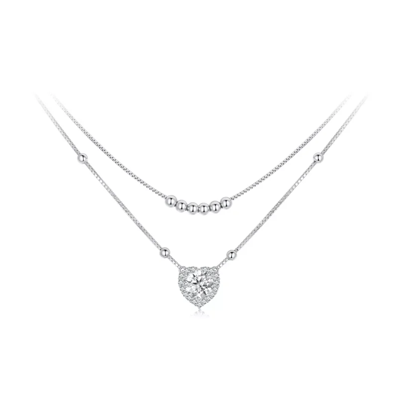 (immagine per) Collana con doppia moissanite stile PANDORA (un certificato) - MSN033