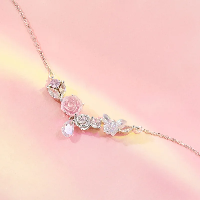 (immagine per) Collana con fiori di farfalla fantasy stile PANDORA - SCN521 - Visualizza 3