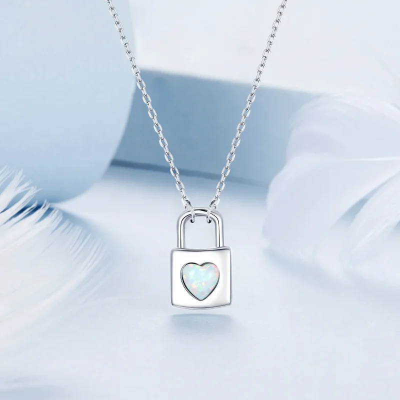 (immagine per) Collana con lucchetto a cuore stile PANDORA - BSN377 - Visualizza 3