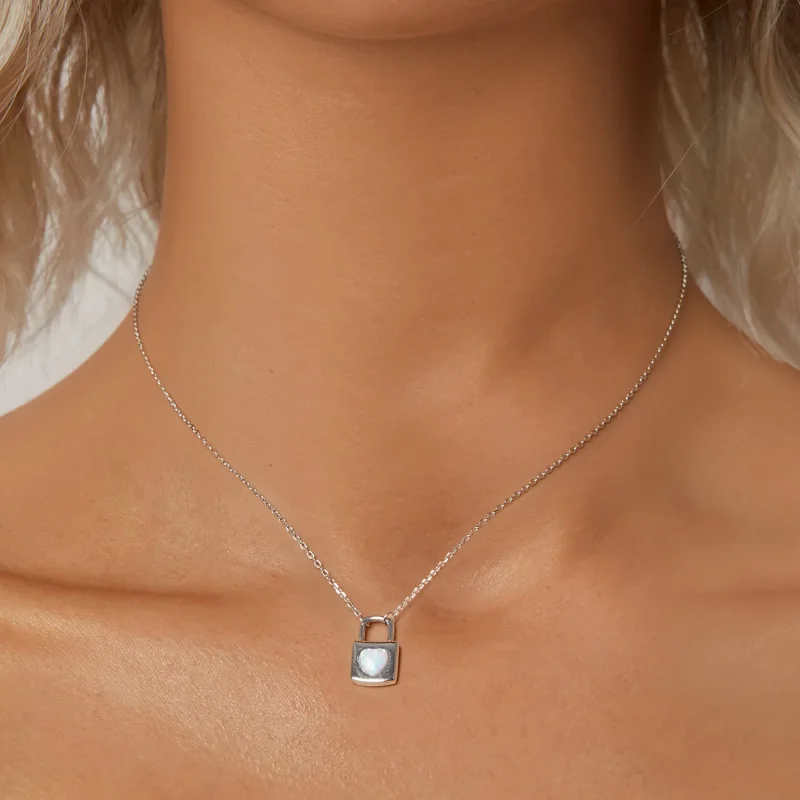 (immagine per) Collana con lucchetto a cuore stile PANDORA - BSN377 - Visualizza 5