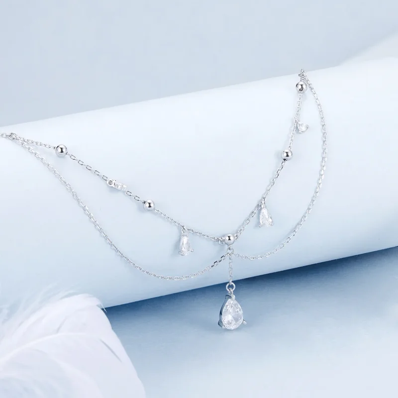(immagine per) Collana con nappe a goccia d'acqua stile PANDORA - BSN383 - Visualizza 2