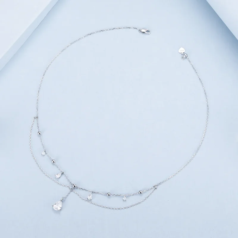 (immagine per) Collana con nappe a goccia d'acqua stile PANDORA - BSN383 - Visualizza 3