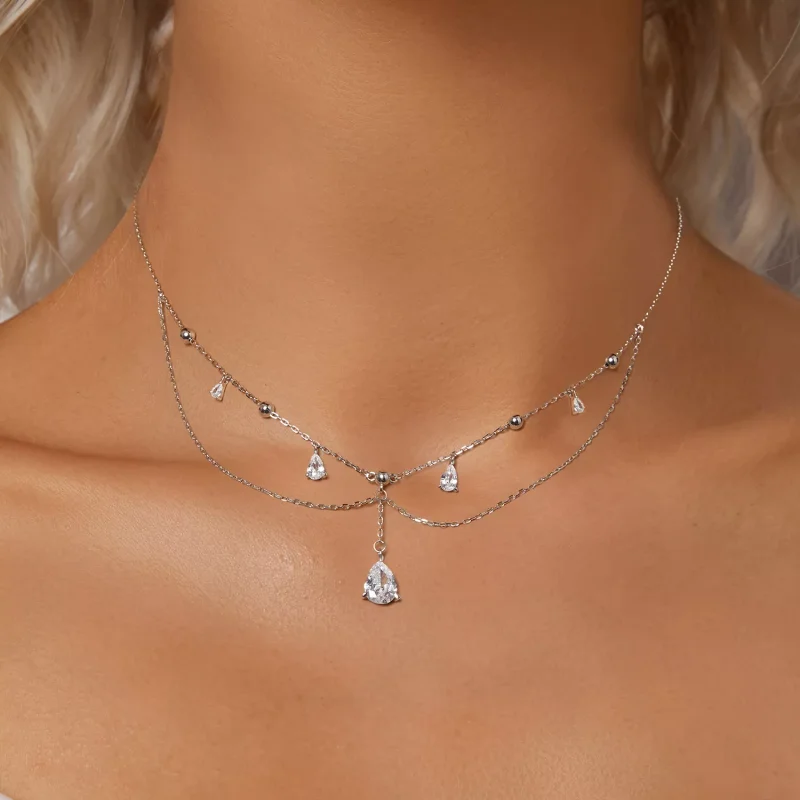 (immagine per) Collana con nappe a goccia d'acqua stile PANDORA - BSN383 - Visualizza 5