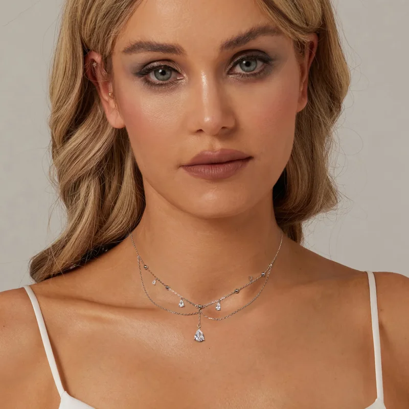 (immagine per) Collana con nappe a goccia d'acqua stile PANDORA - BSN383 - Visualizza 6
