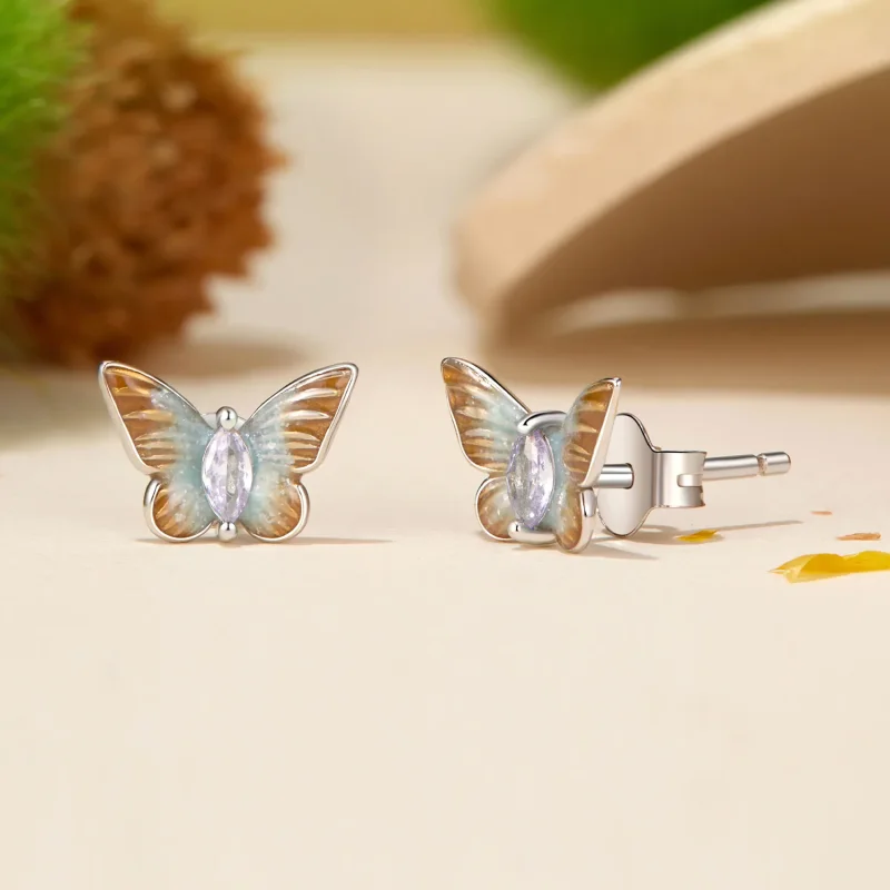 (immagine per) Orecchini a bottone con farfalla graziosa stile PANDORA - BSE993 - Visualizza 3