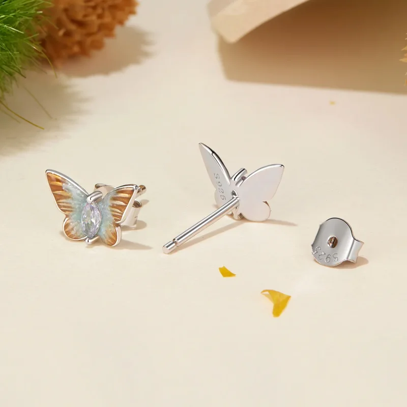 (immagine per) Orecchini a bottone con farfalla graziosa stile PANDORA - BSE993 - Visualizza 4