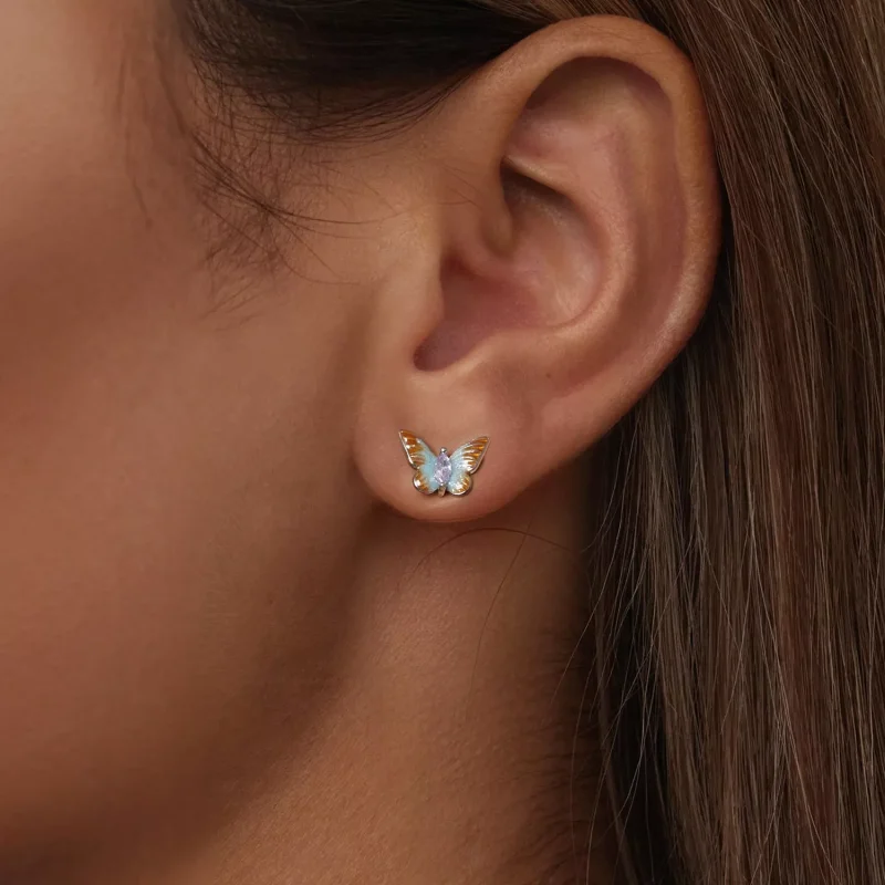 (immagine per) Orecchini a bottone con farfalla graziosa stile PANDORA - BSE993 - Visualizza 6
