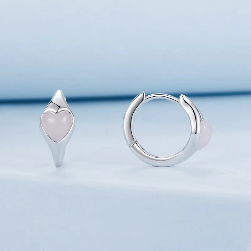 (immagine per) Orecchini a cuore rosa stile PANDORA - BSE1000 - Visualizza 2