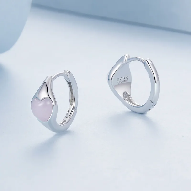 (immagine per) Orecchini a cuore rosa stile PANDORA - BSE1000 - Visualizza 3