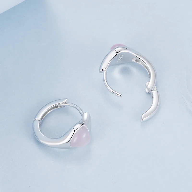 (immagine per) Orecchini a cuore rosa stile PANDORA - BSE1000 - Visualizza 4