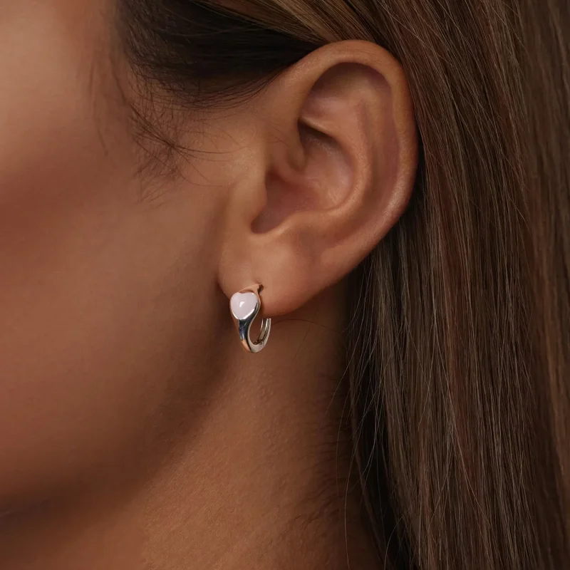 (immagine per) Orecchini a cuore rosa stile PANDORA - BSE1000 - Visualizza 5
