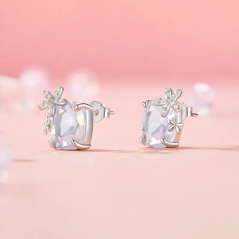 (immagine per) Orecchini con pietra principale fiore fantasia stile PANDORA - SCE1724 - Visualizza 2