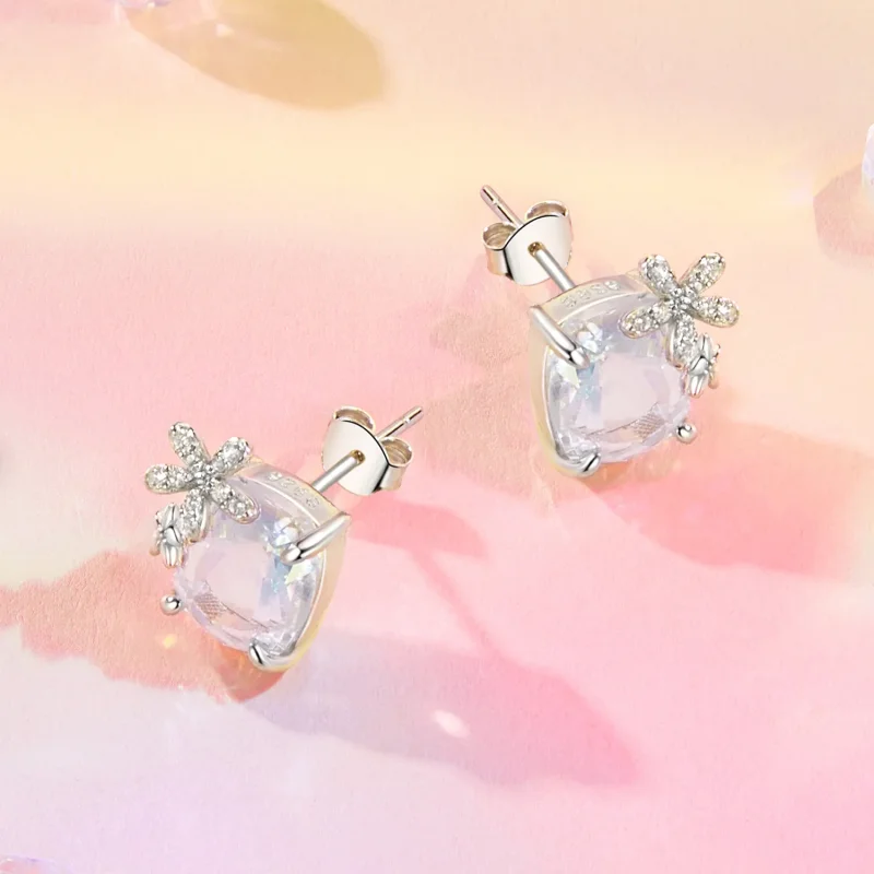 (immagine per) Orecchini con pietra principale fiore fantasia stile PANDORA - SCE1724 - Visualizza 3