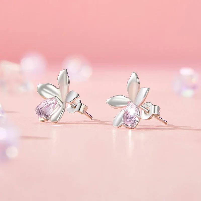 (immagine per) Orecchini fiore rosa stile PANDORA - SCE1723 - Visualizza 2