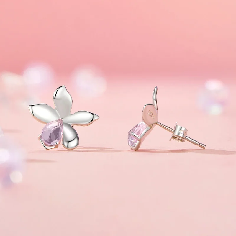 (immagine per) Orecchini fiore rosa stile PANDORA - SCE1723 - Visualizza 4