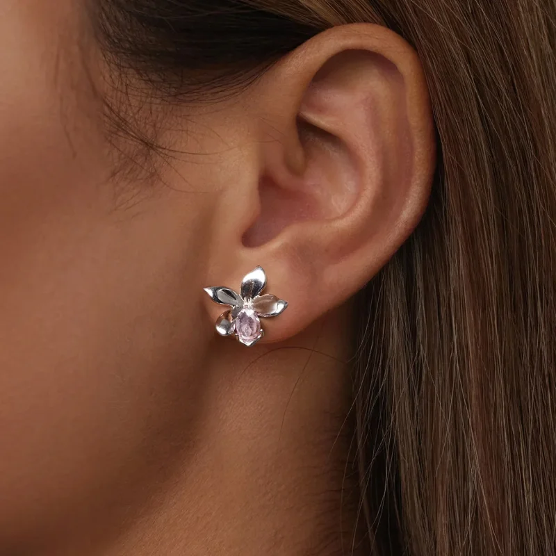 (immagine per) Orecchini fiore rosa stile PANDORA - SCE1723 - Visualizza 6