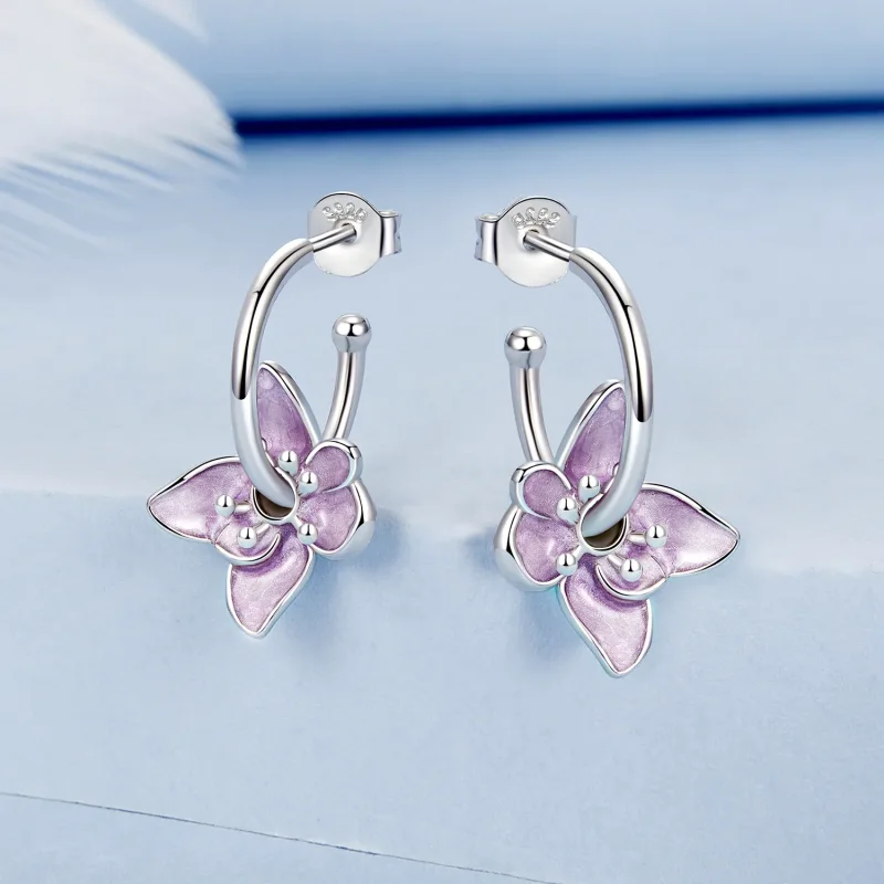 (immagine per) Orecchini fiore viola stile PANDORA - BSE976 - Visualizza 2