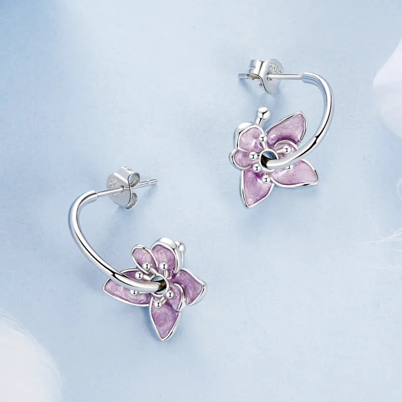 (immagine per) Orecchini fiore viola stile PANDORA - BSE976 - Visualizza 3