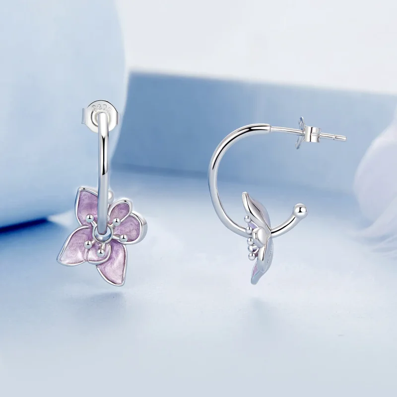 (immagine per) Orecchini fiore viola stile PANDORA - BSE976 - Visualizza 4