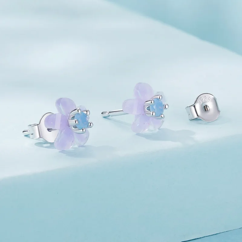 (immagine per) Orecchini fiore viola stile PANDORA - SCE1733 - Visualizza 2