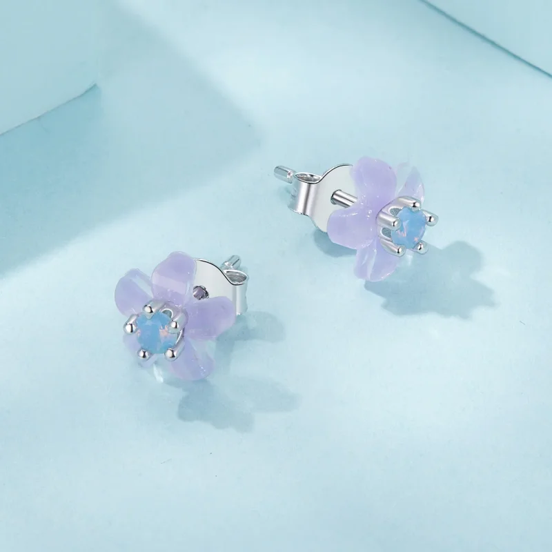 (immagine per) Orecchini fiore viola stile PANDORA - SCE1733 - Visualizza 3