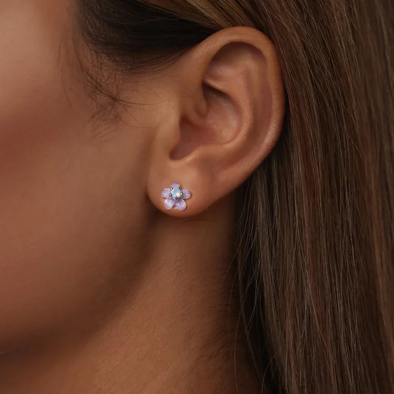 (immagine per) Orecchini fiore viola stile PANDORA - SCE1733 - Visualizza 5