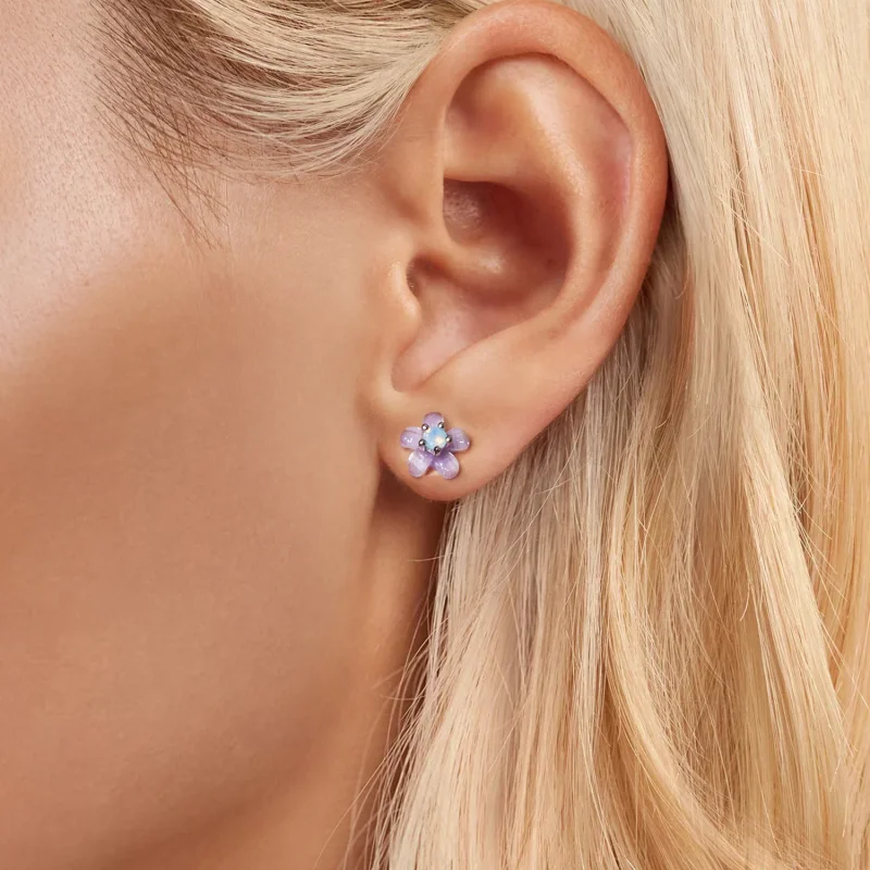 (immagine per) Orecchini fiore viola stile PANDORA - SCE1733 - Visualizza 6