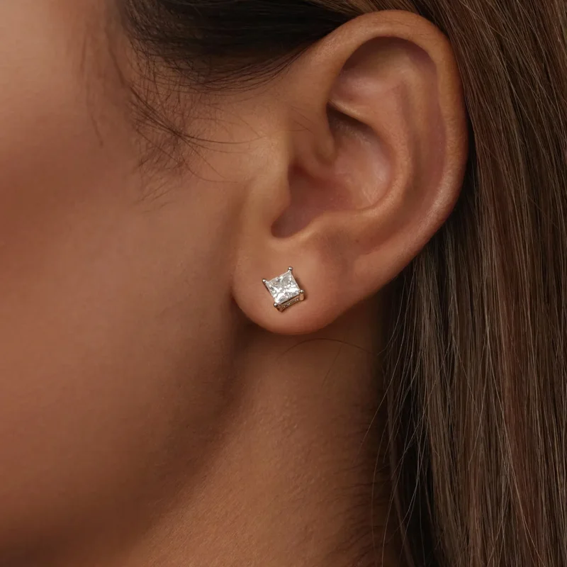(immagine per) Orecchini Princess Moissanite stile PANDORA (due certificati) - MSE047-L - Visualizza 5