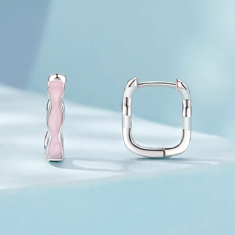 (immagine per) Orecchini quadrati rosa stile PANDORA - SCE1709 - Visualizza 2