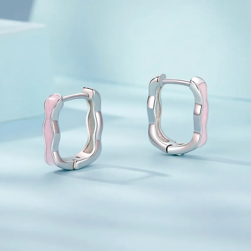 (immagine per) Orecchini quadrati rosa stile PANDORA - SCE1709 - Visualizza 3
