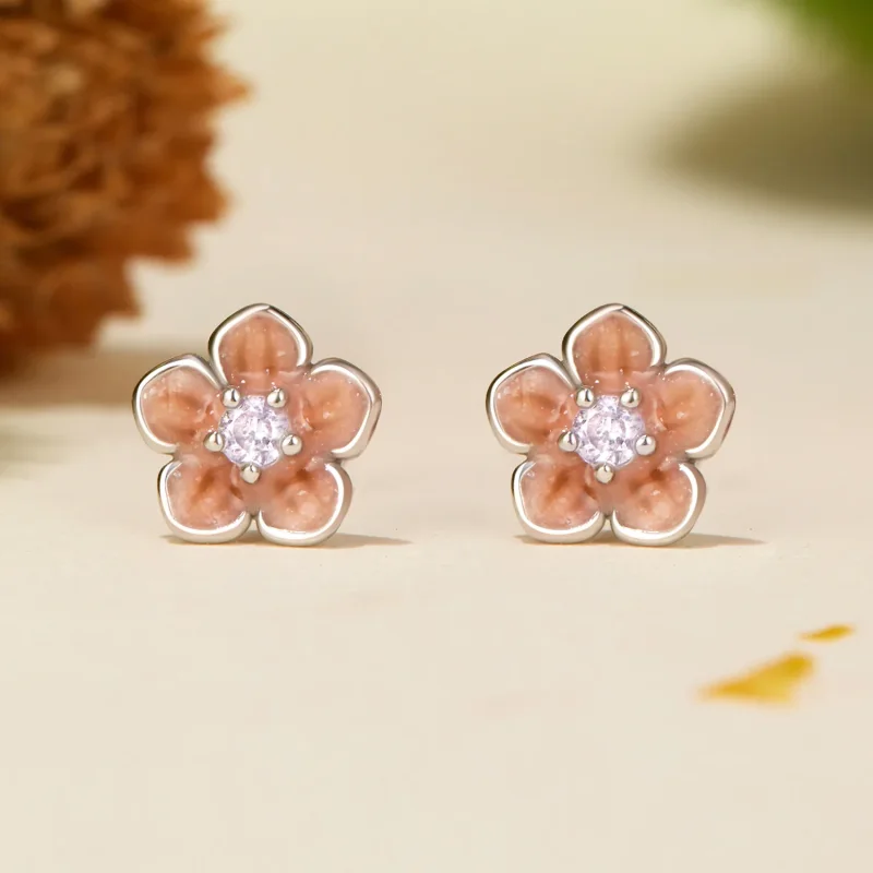 (immagine per) Orecchini romantici con fiori di ciliegio in stile PANDORA - BSE992 - Visualizza 2