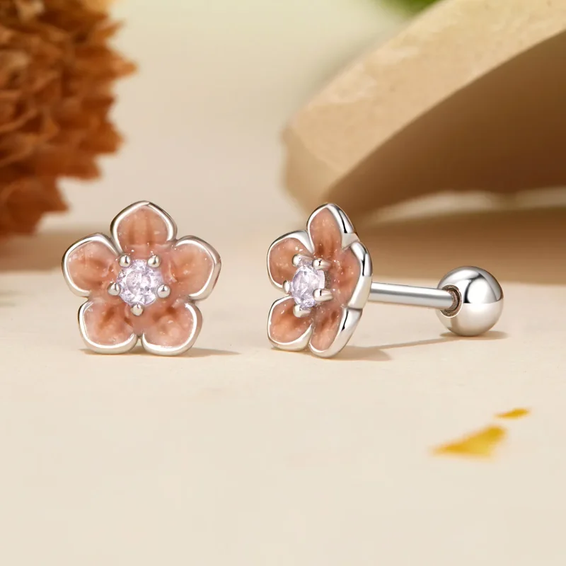 (immagine per) Orecchini romantici con fiori di ciliegio in stile PANDORA - BSE992 - Visualizza 3